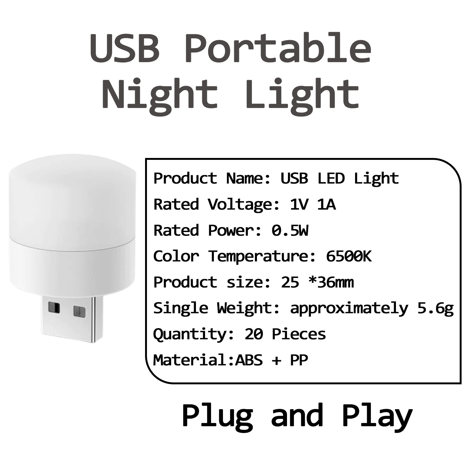 10PCS USB Portable LED Mini Nights Light Small Round Lamp Computer Mobile Power