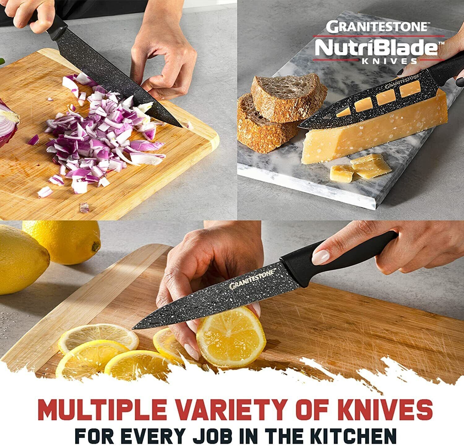 Nutriblade 6 PC Knife Set by Granitestone, Professional Kitchen Chef�s Knives