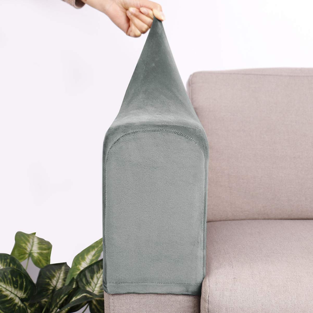 NOLITOY 2pcs Stretch Armrest Covers for Sofa, Universal Removable Armrest Protec