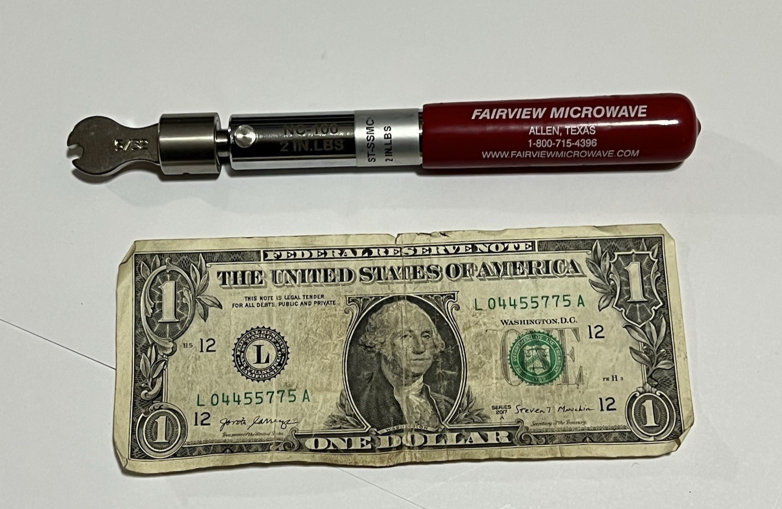 Fairview Seekonk Torque Wrench NC-100 Pre-Set 2 In/Lbs Click Type 5/32 Bit USA