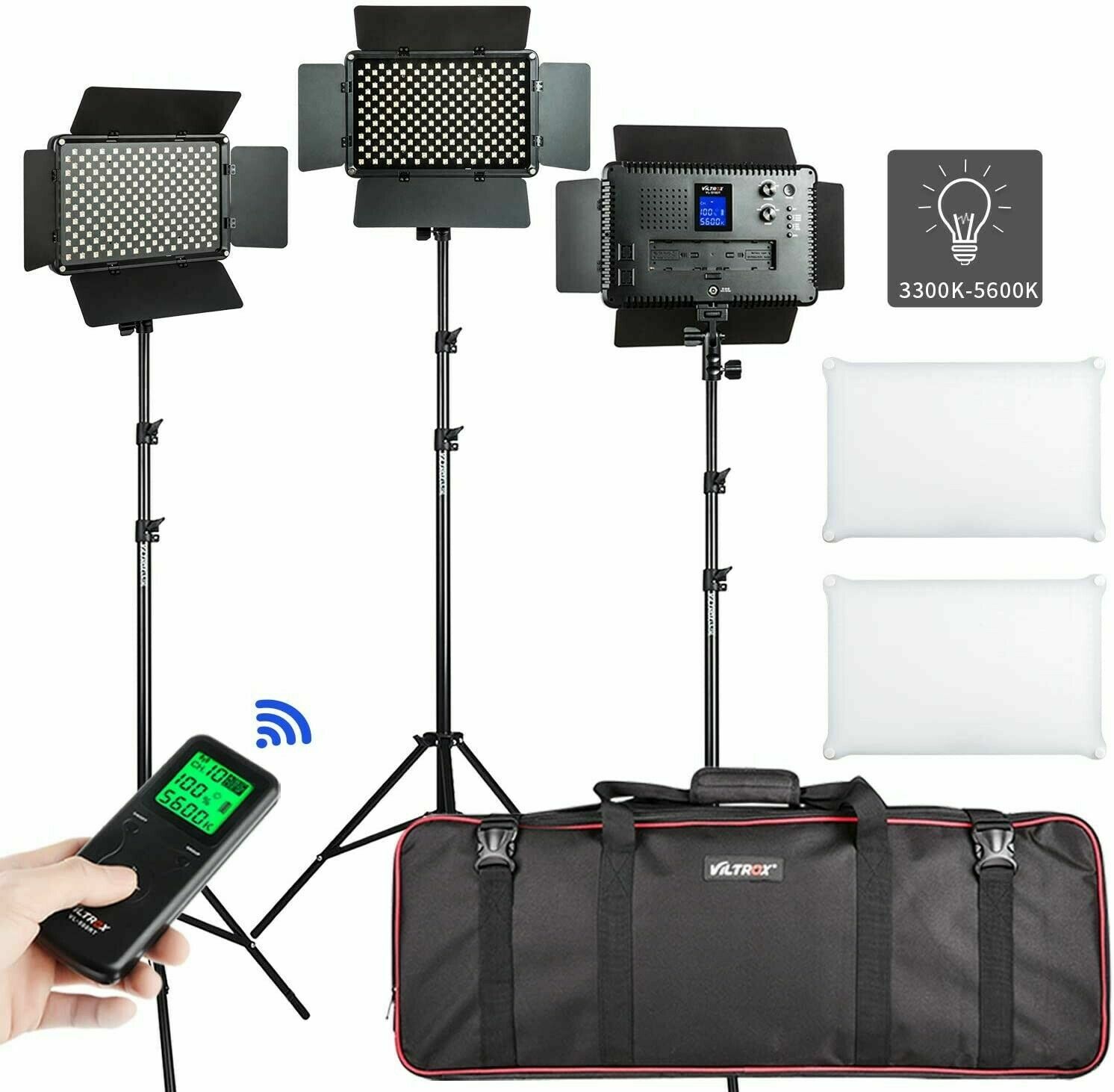 VILTROX VL-S192T 50W Bi-color LED Video Light Lamp Kit +Wireless Remote+Stand