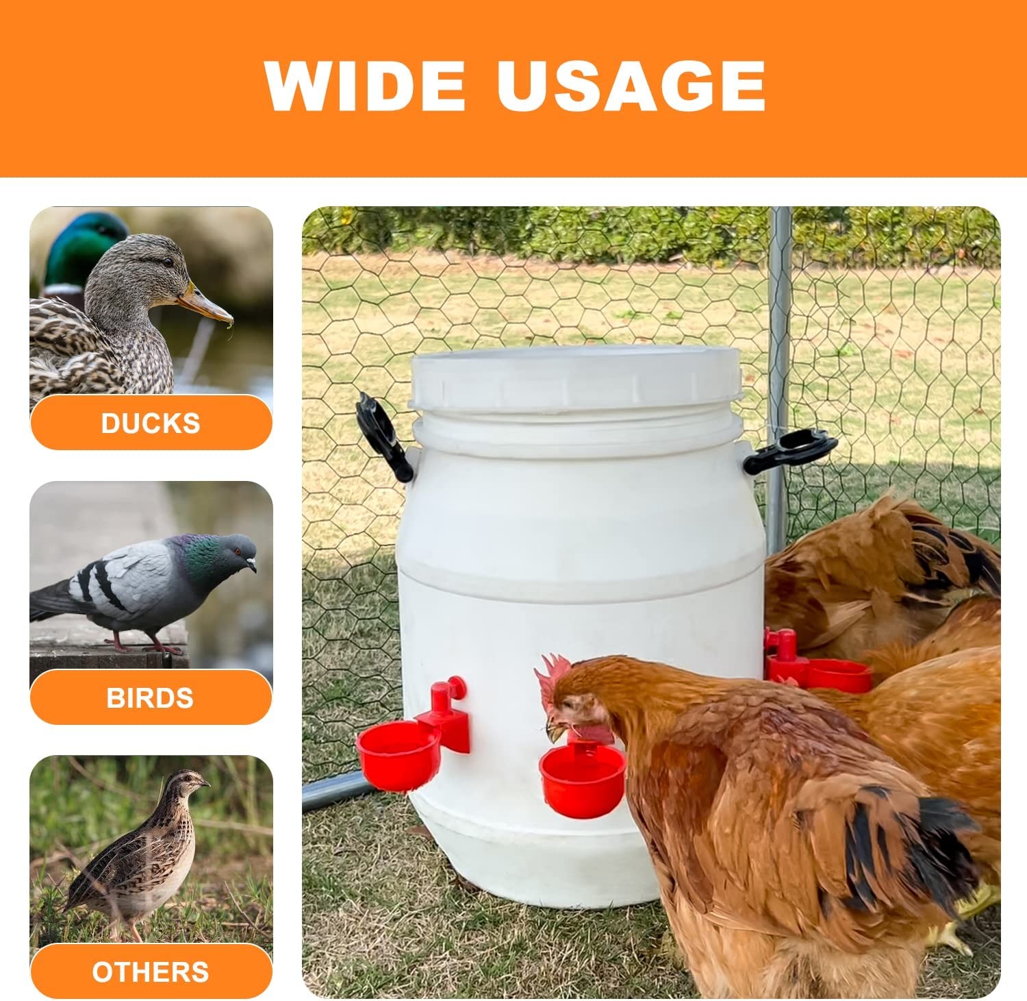 6PCS Automatic Poultry Drinking Cups Chicken Water Feeder Waterer Cups For Hens