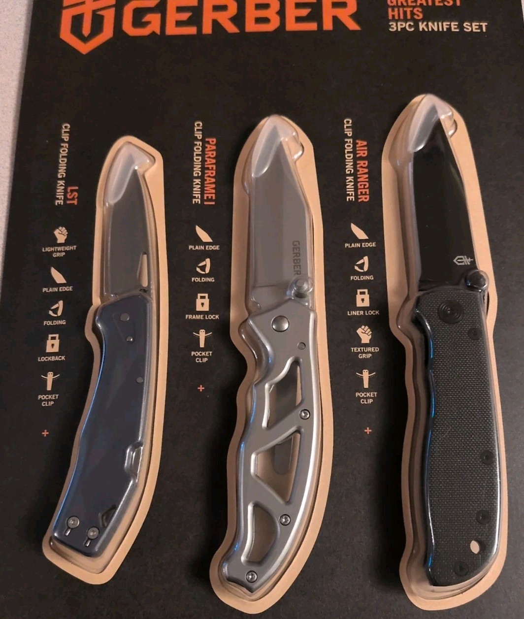 Gerber 3pc. Folding Knife Set, Greatest Hits, Brand New