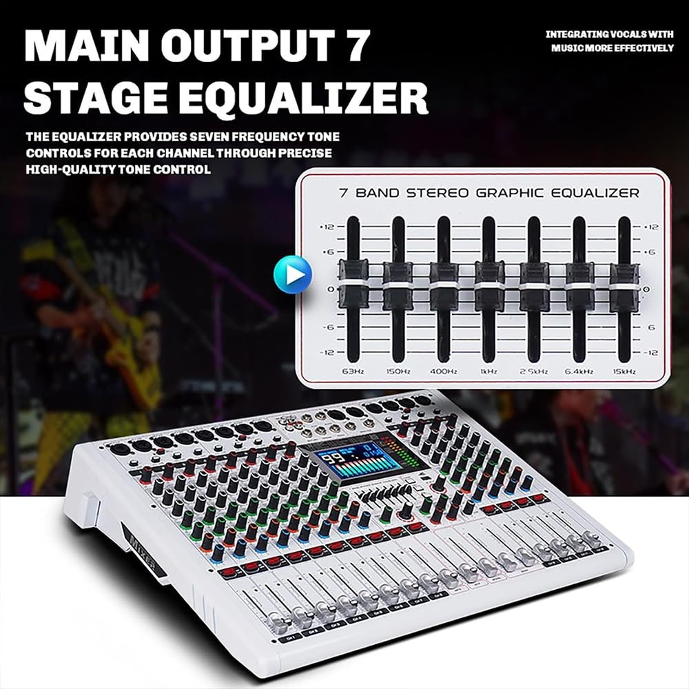 Yamnweo GF12 PRO Multi-Function 12-Channel Audio Mixer Large LCD Color...