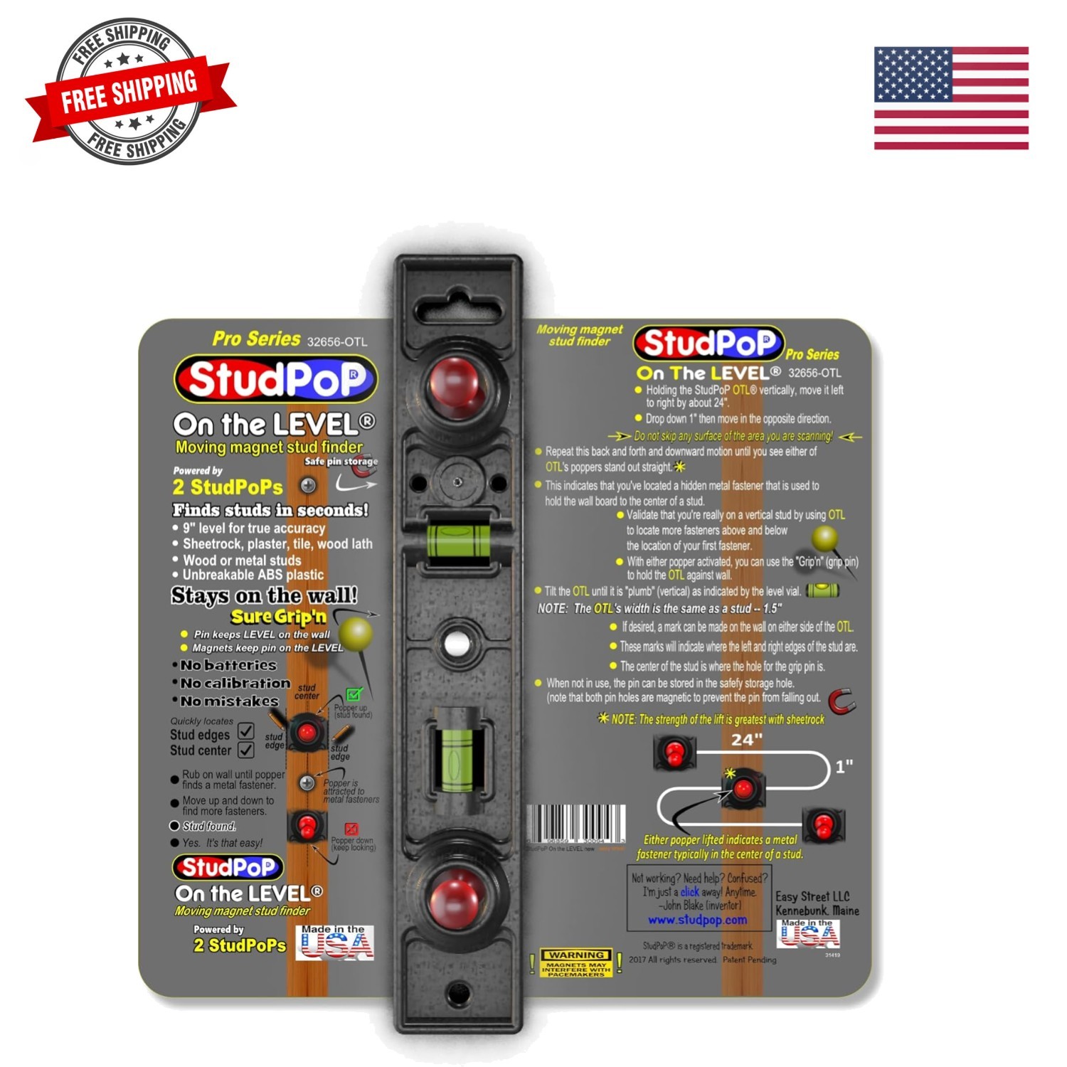 On the LEVEL Dual magnetic stud finder.All walls. 9" level, 1" mag