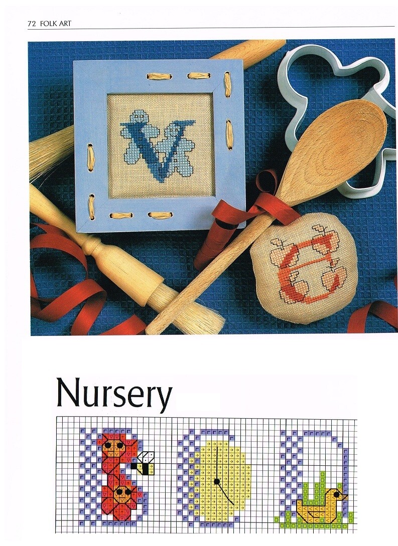 NURSERY  & FOLK ART  FULL ABCS   CROSS STITCH PATTERN  ONLY   -  ZTC