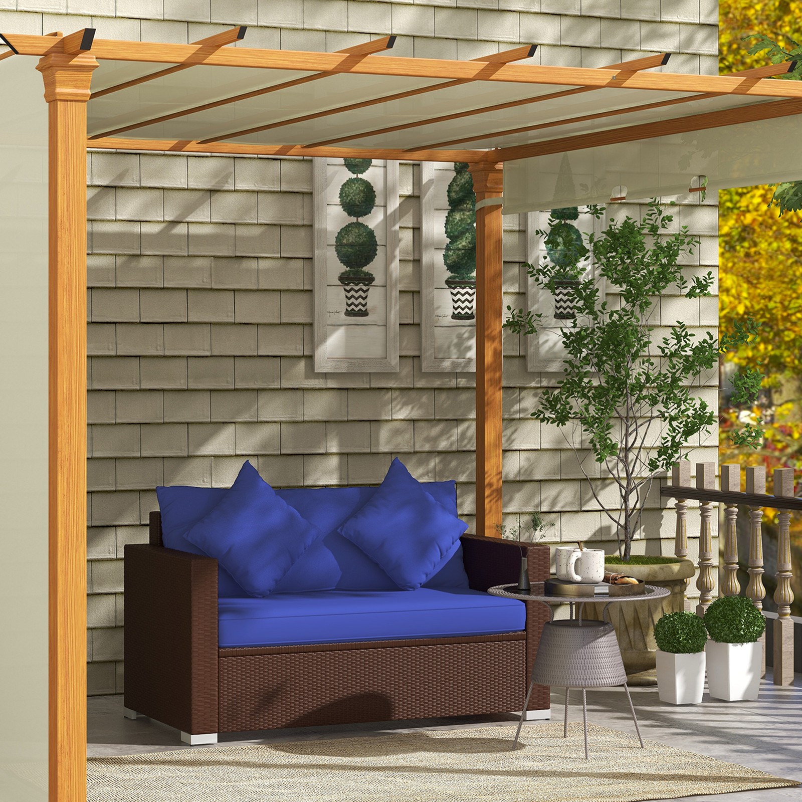 Wicker Loveseat, Patio Furniture Couch with Cushions, 2 Seat PE Rattan Sofa
