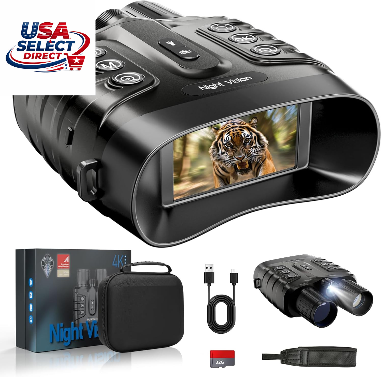 4K Night Vision Binoculars 8X Zoom 10000mAh 48MP HD Screen – Gift for Men