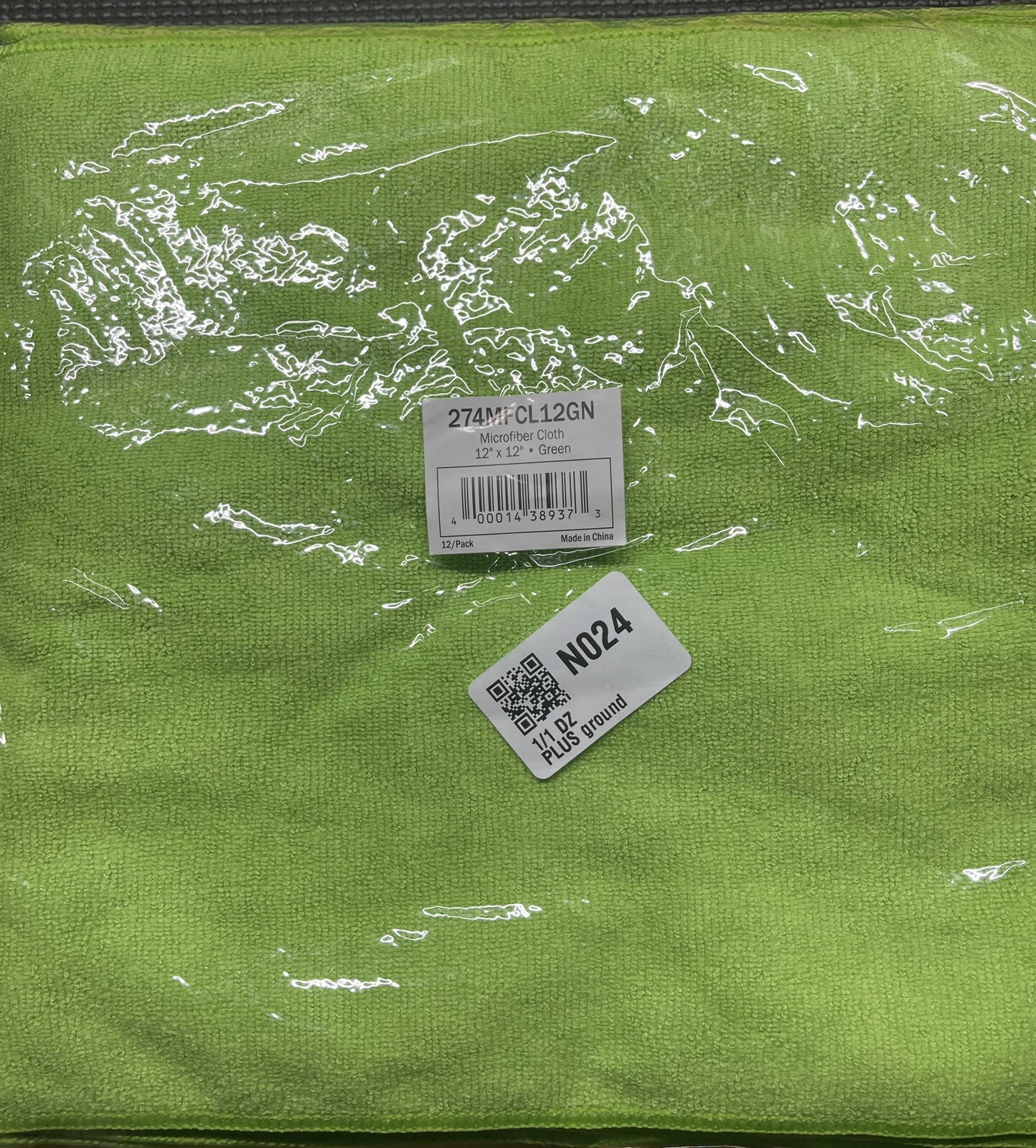 12" x 12" Green Microfiber General Purpose Cloth - 12/Pack
