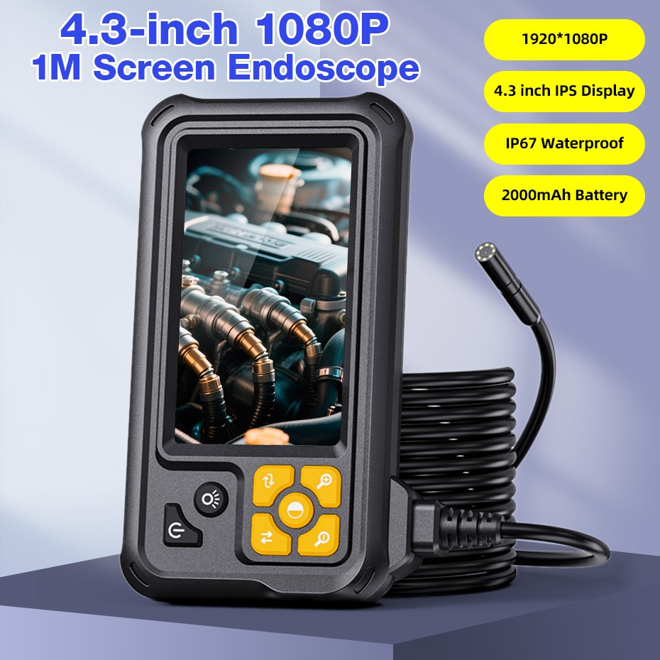 1M Waterproof 1080P HD Borescope Camera For Engine Pipeline Inspection LCD