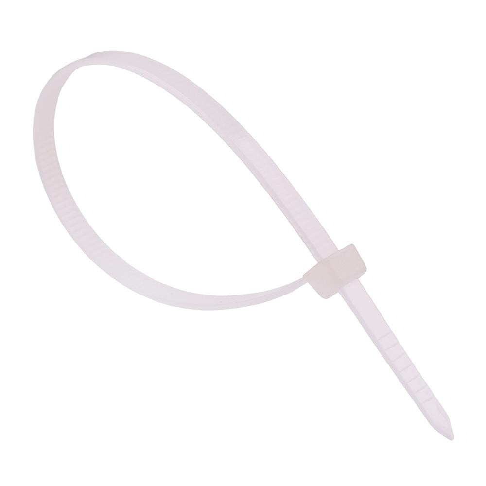 4.8mm x 200mm White Natural Zip Cable Tie - Pack of 100