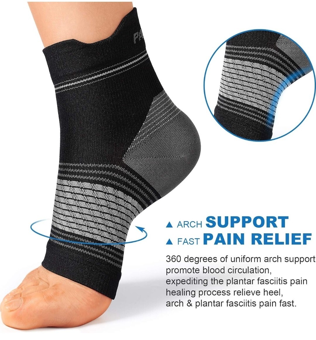 Plantar Fasciitis Sock (6 Pairs- L) Men & Women. SHIPS FREE FROM USA