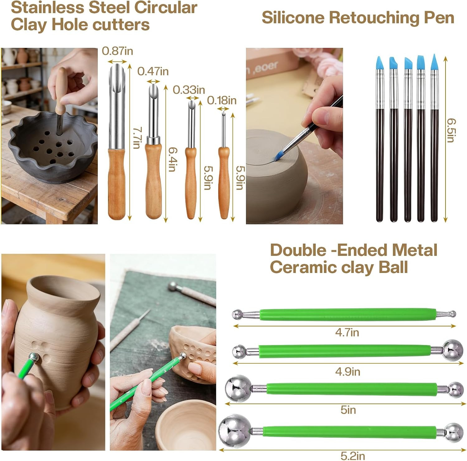 42Pcs Pottery Tools Kit for Sculpting,Clay Tools Sculpting Kit,Ceramic Tools for