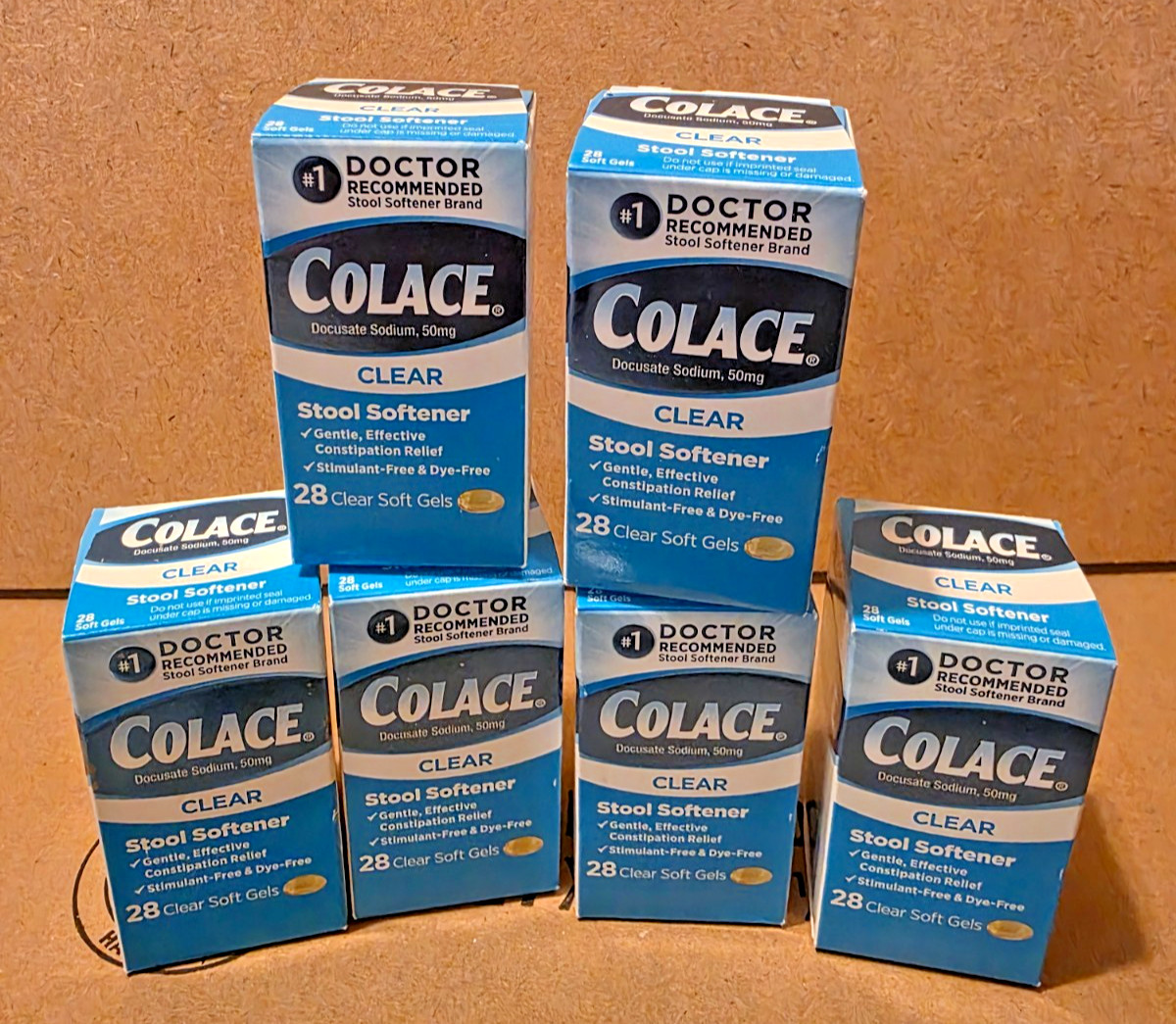 Colace Clear Soft Gels Docusate Sodium Stool Softener 50mg 28 Ct Pack of 12