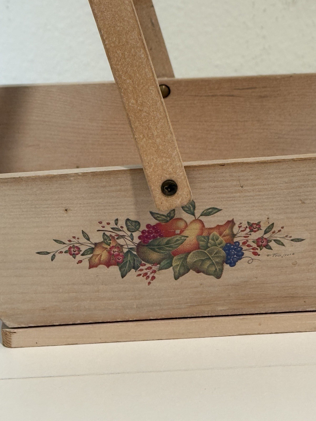 Wood Centerpiece Basket Fruit Design