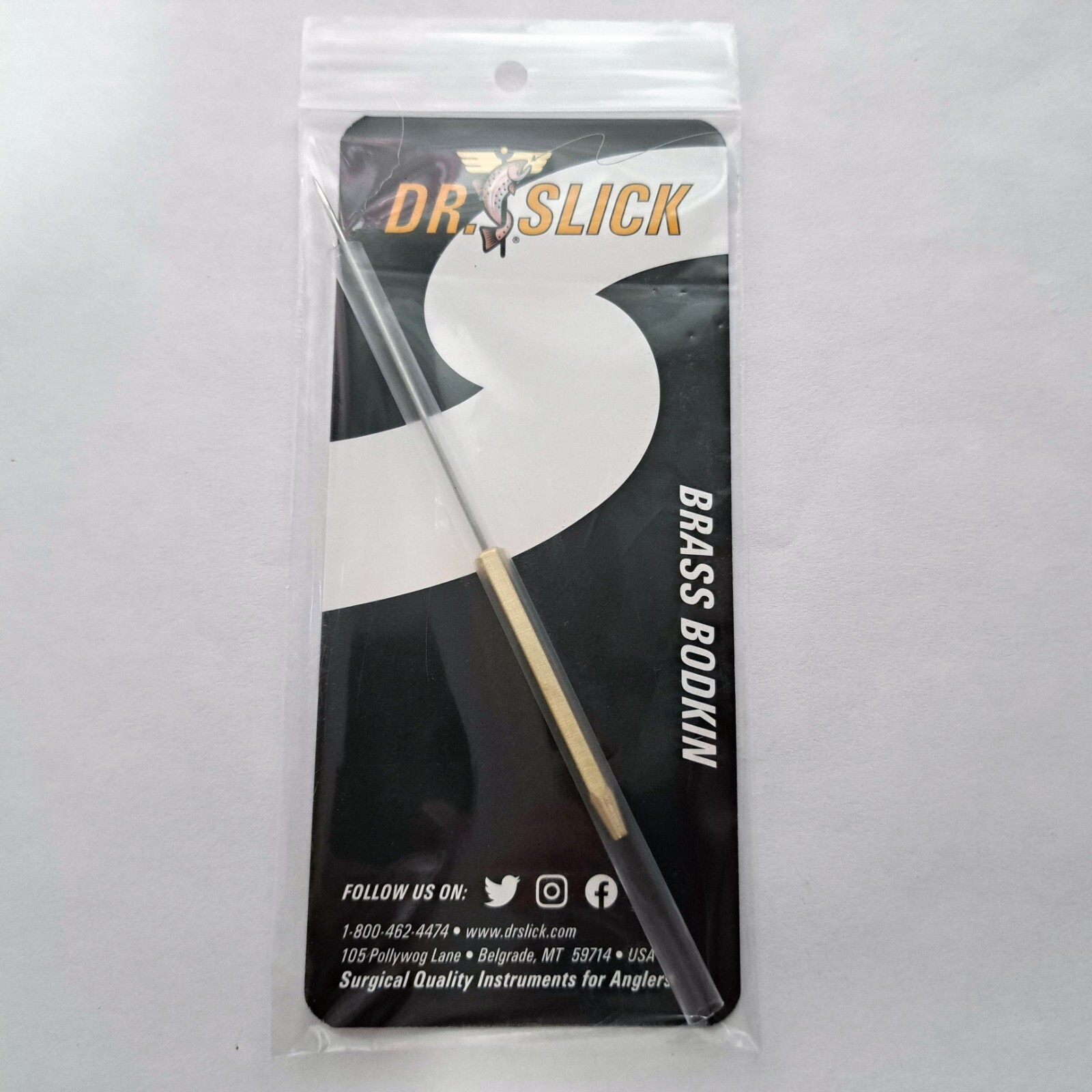 Dr Slick Brass Bodkin Fly Tying 5" With Half Hitch Tool
