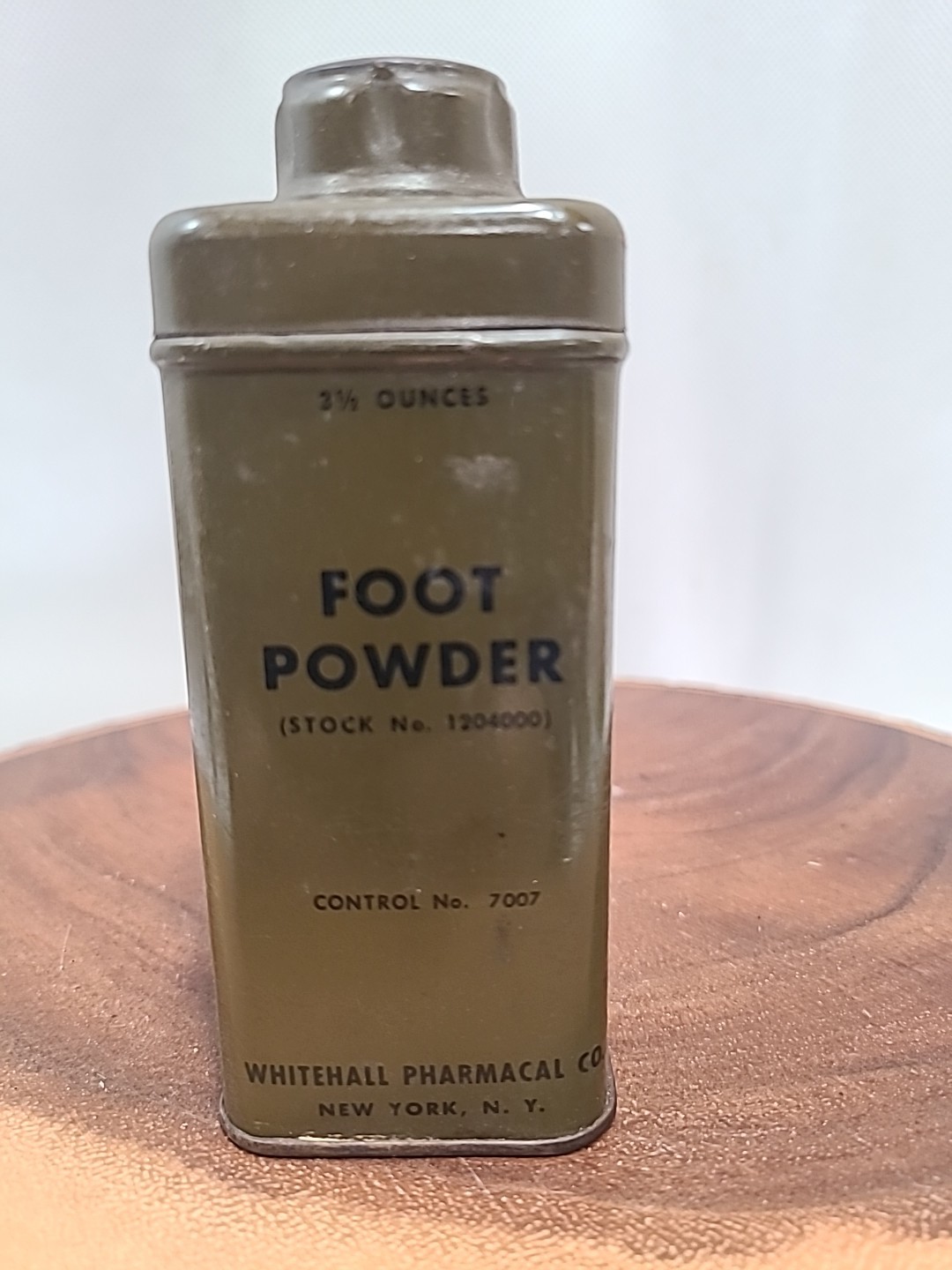 Vintage Military Issue Foot Powder Tin US Vietnam War Era Green New York NY RARE