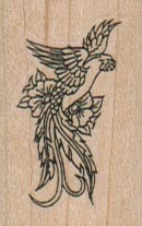 Stylized Bird 1 x 1 1/2" Mounted Rubber Stamp, Bird Stamp, Birds Stamp