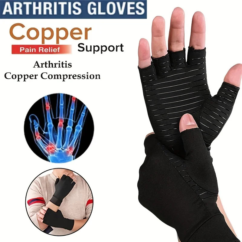 Copper Arthritis Compression Gloves Hand Support Pain Relief Joint Self Care