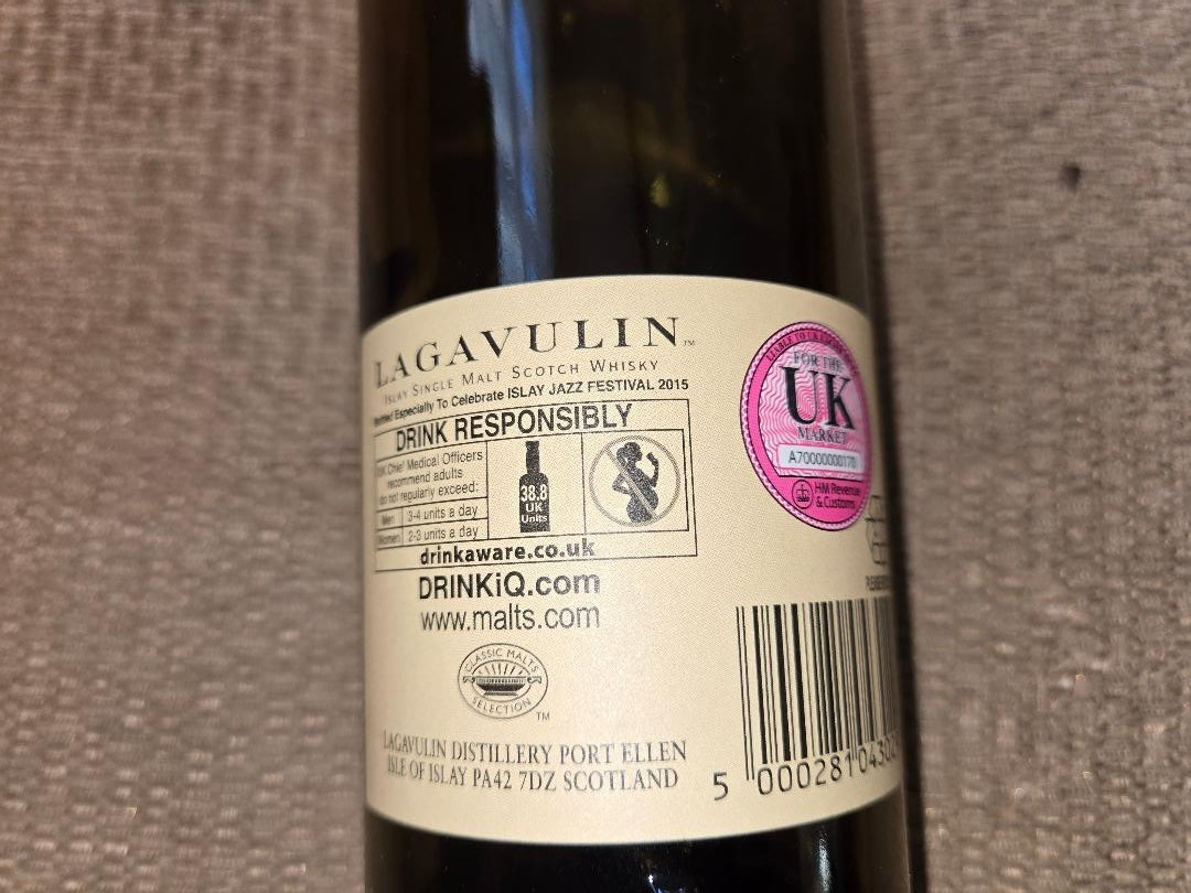 Lagavulin 2015 Islay Single Malt Scotch Whisky EMPTY 700ml bottle from Jazz Fest