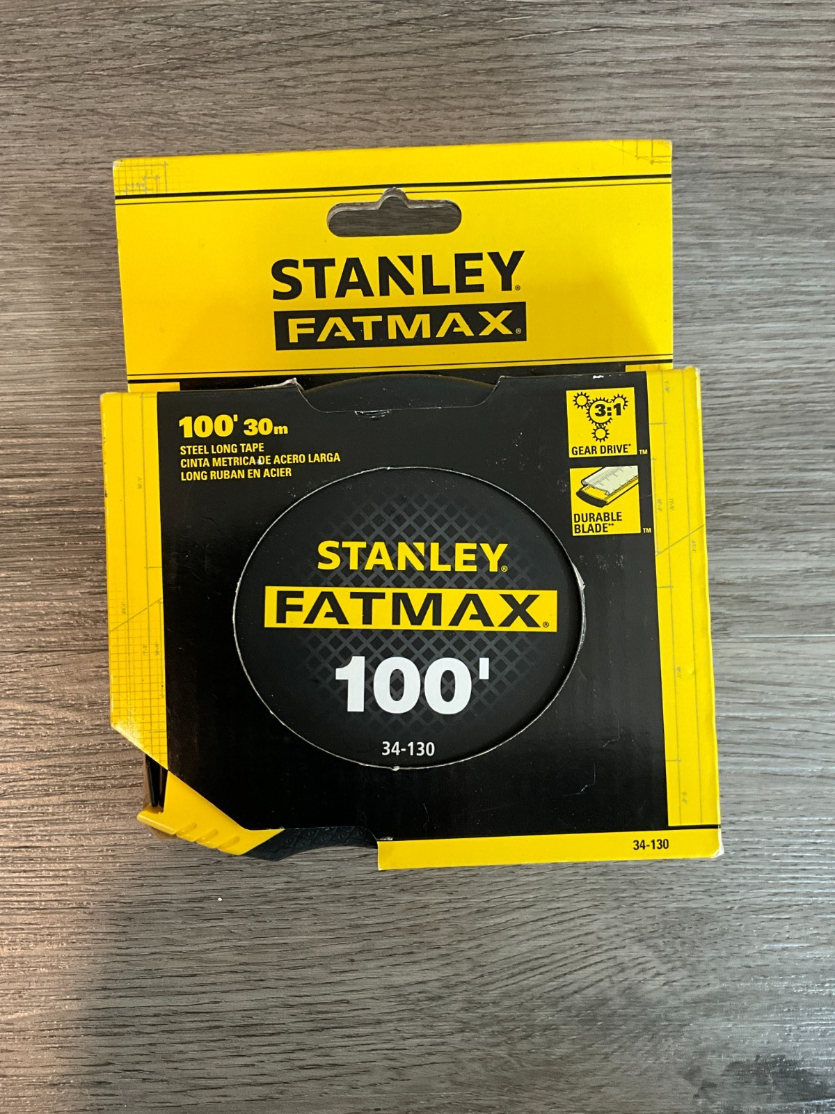 Stanley Fatmax 100 Foot Long Yellow Blade Steel Tape Rule, 3/8" Wide (34-130)
