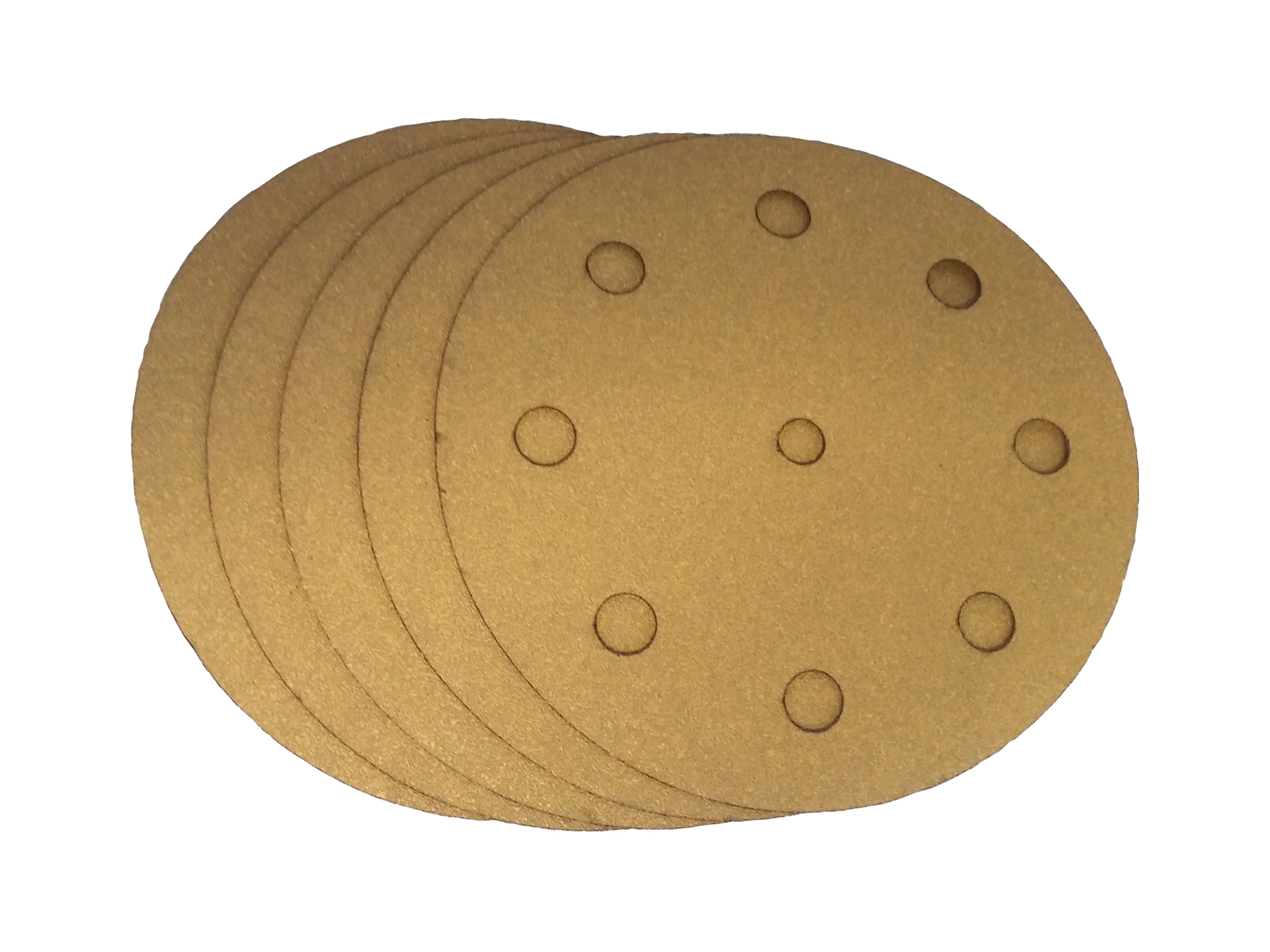 5 Inch X 9 Hole Gold Hook and Loop Grip Sanding Discs (50 Pack, 400 Grit)