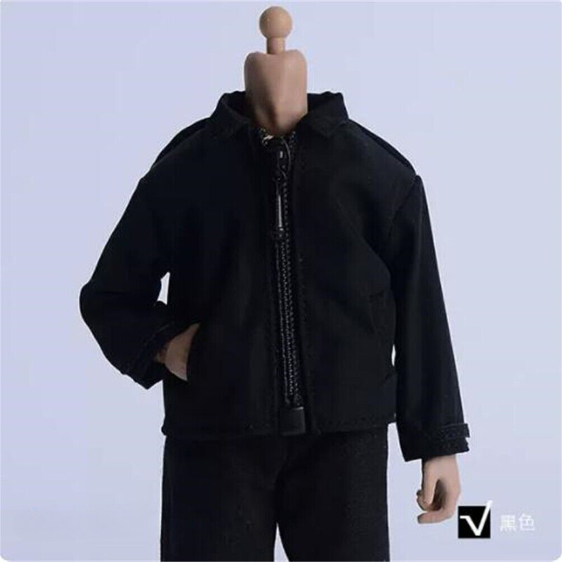 1:12 Scale Black Coat Tops Pants Trousers Clothes Outfits 6" Male Action Figure