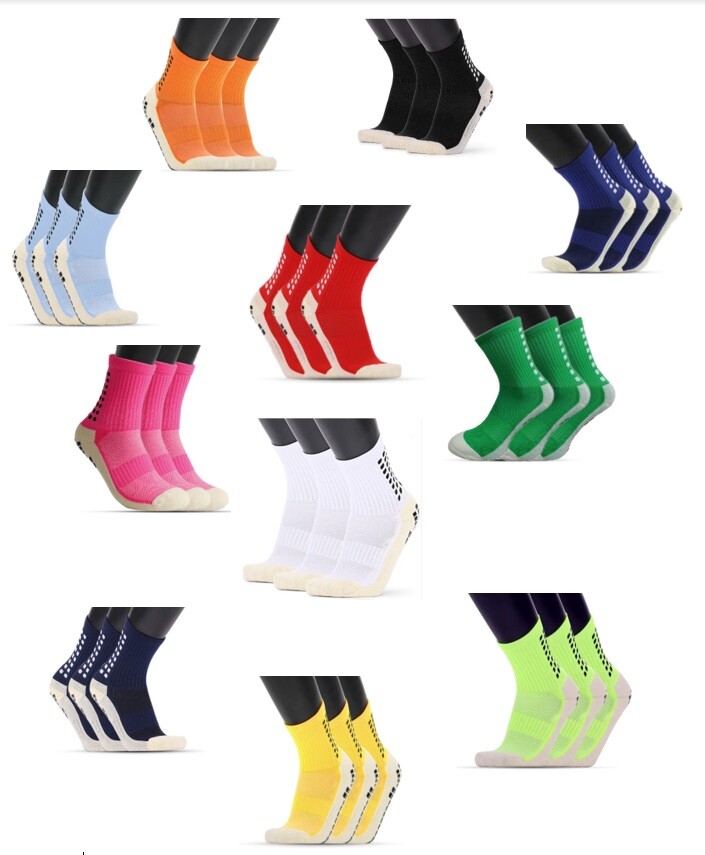 3X Pairs Sport Socks Anti Slip Grip Soccer Football Basketball Sock Premium