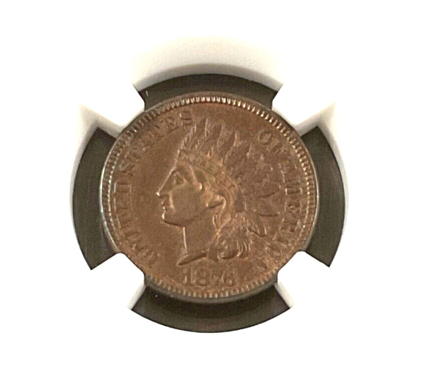1876 Indian Head Cent - NGC AU Details - lightly cleaned.