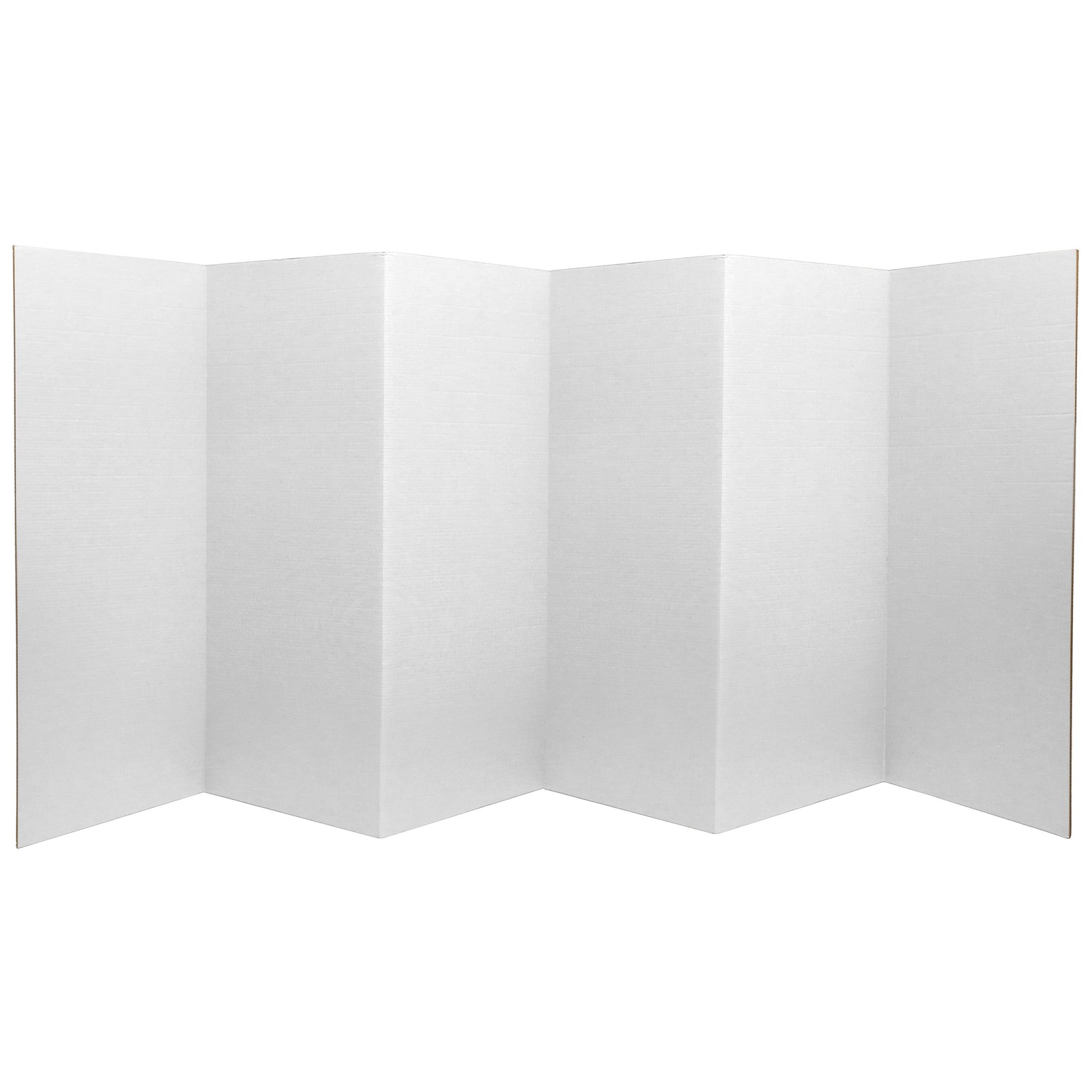 3 ft. Short White Temporary Cardboard Folding Screen - 6 Panels