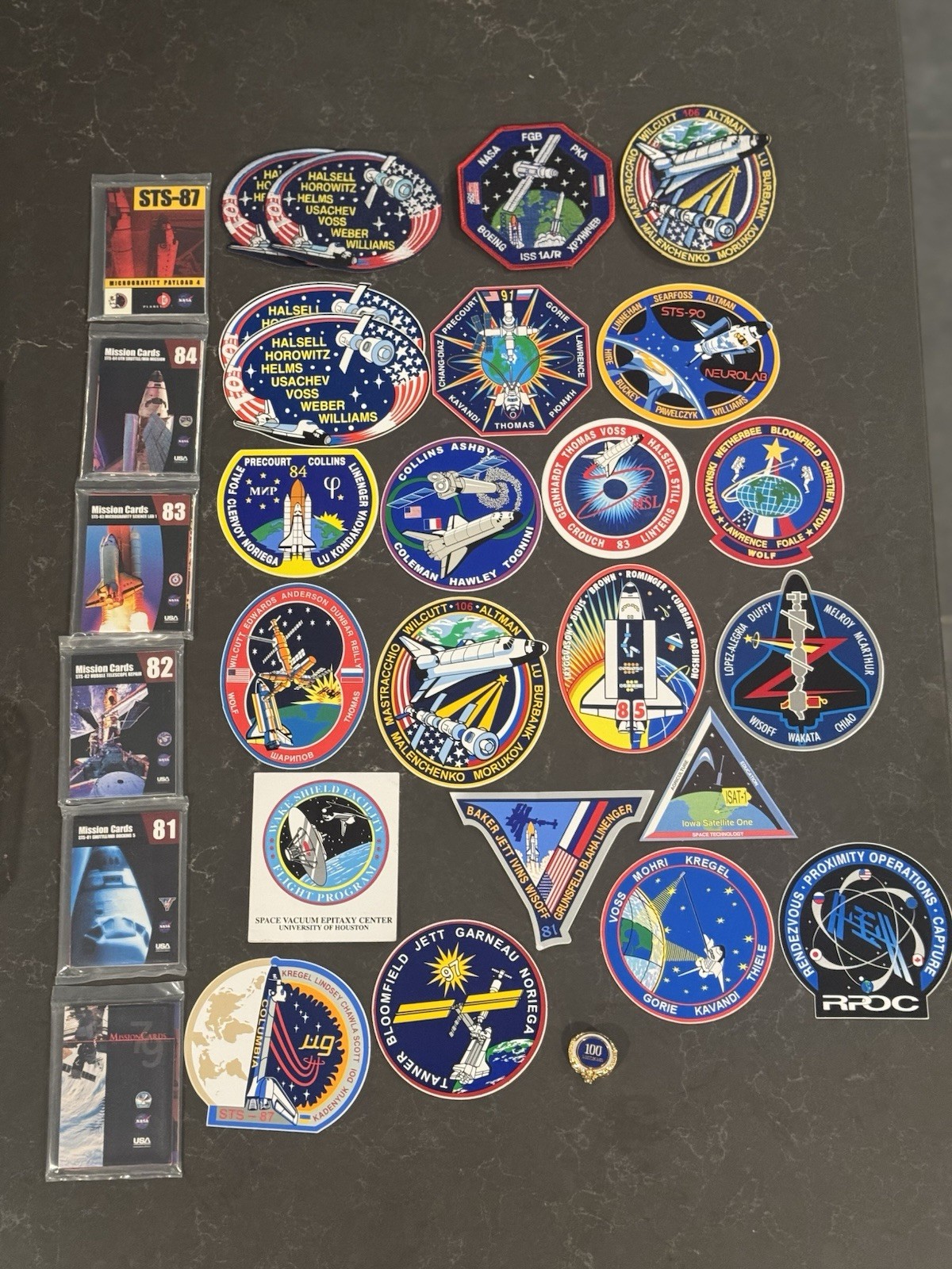 NASA Space Shuttle Mission VTG  Lot of 30 5 Card, 1 Pin, 4 Patch, 20 Stickers.