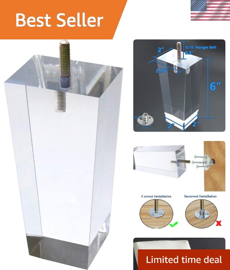 Sofa Legs Clear Furniture Legs Arcrylic 6 inch Bench Legs Modern Cabinet Cupb...