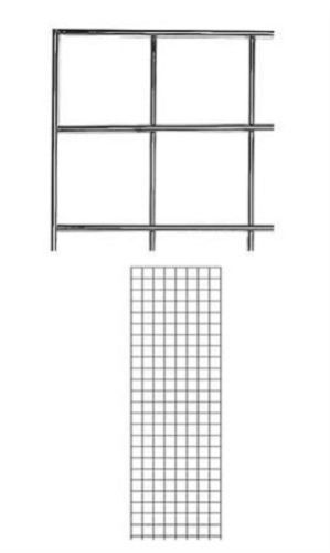 Set 2 Gridwall Panels 2' x 6' Grid Wall Display Chrome Steel 4 Legs Panel