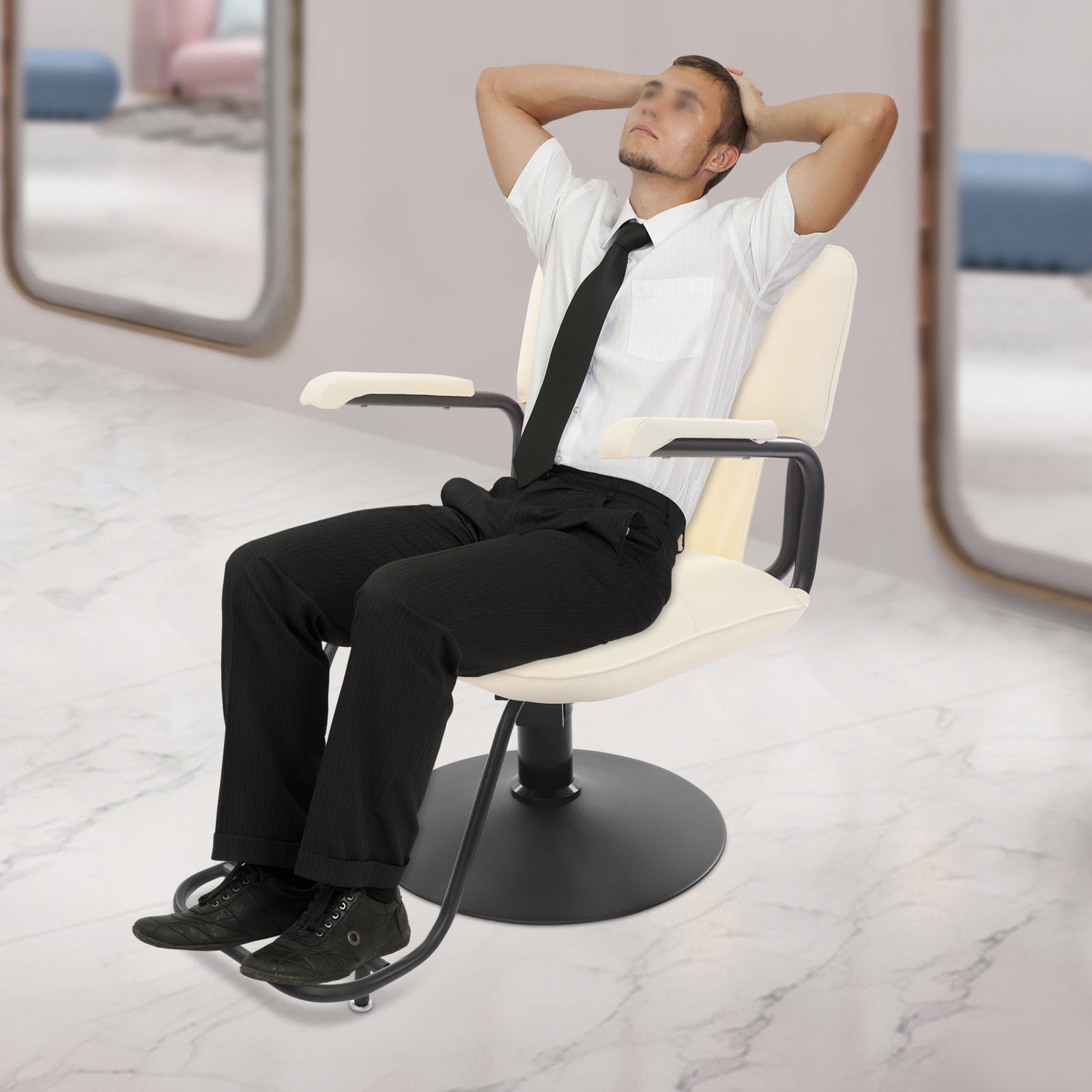Salon Styling Chair, 360° Swivel Barber Chair, Adjustable Beauty Chair -white
