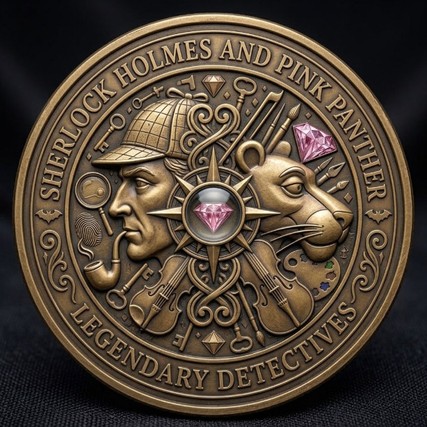 Sherlock Holmes with Pink Panther Detective For Fan  Commemorative Coin T326