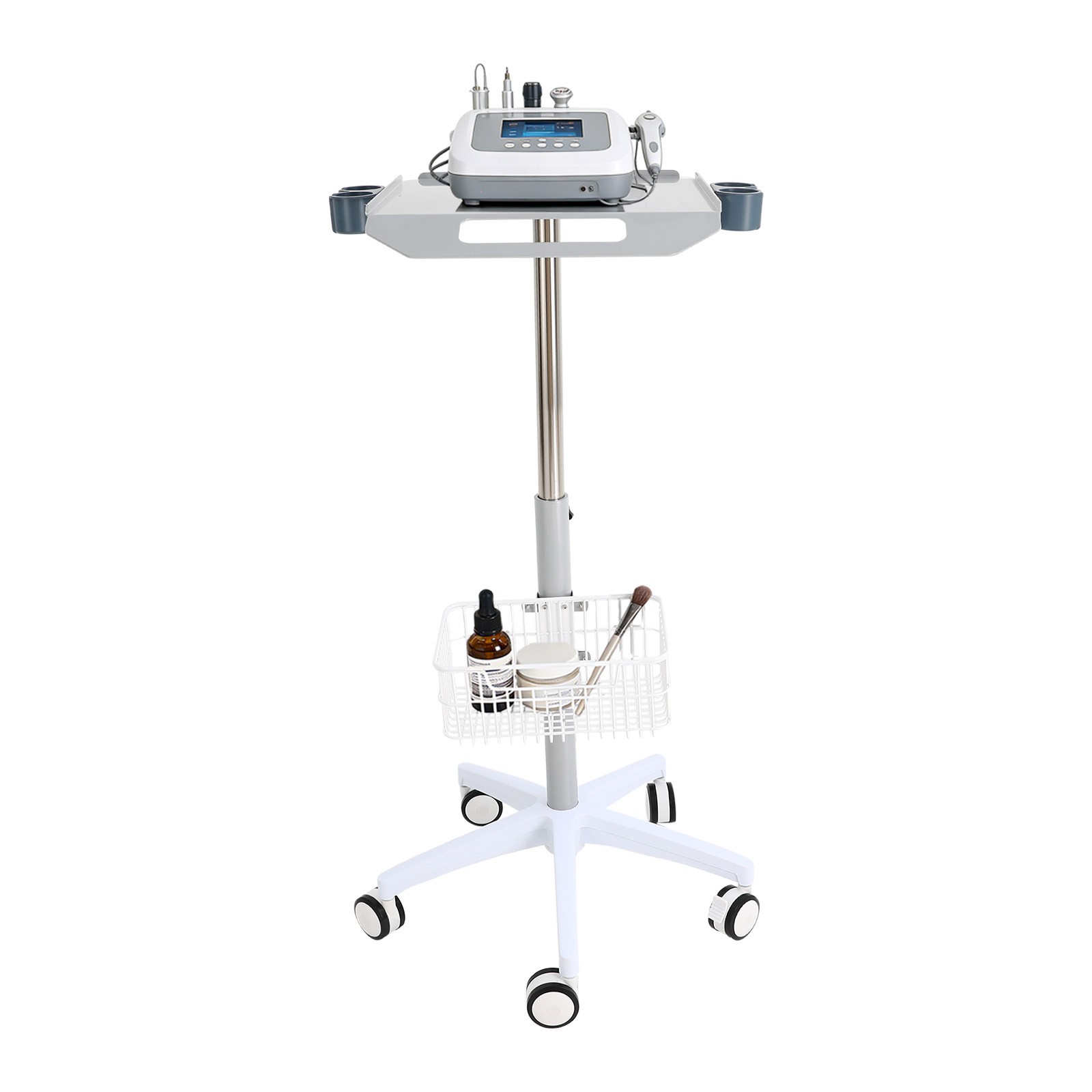 Mobile Rolling Cart Medical Trolley White for Ultrasound Imaging Scanner Cart