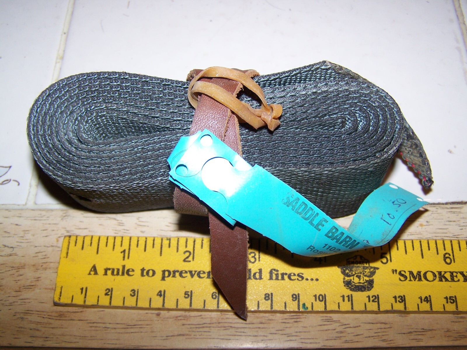 NOS Cinch Strap Nylon Greenish with Punched Holes 1 3/4" Wide