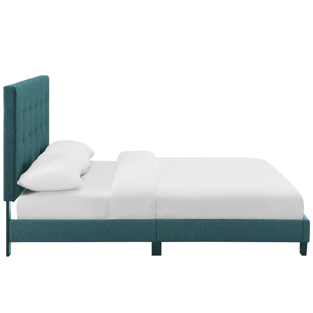 Hawthorne Collections Button Tufted Upholstered Queen Platform Bed in Teal