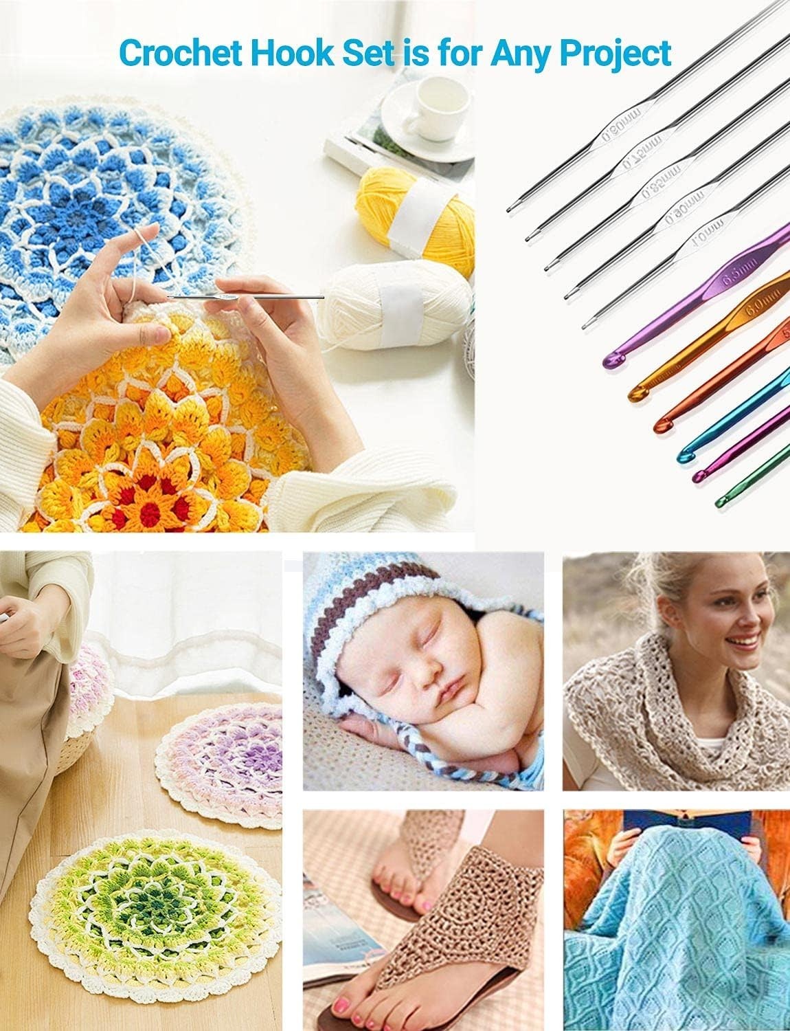 100-Piece Ergonomic Crochet Hook Set with Knitting Tools for All Skill Levels