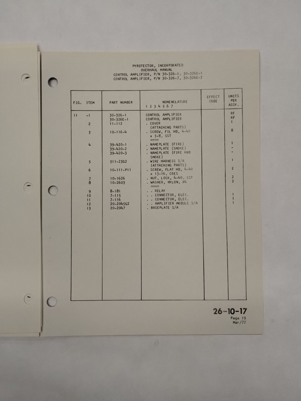Pyrotector Incorporated Control Amplifiers Overhaul Manual-Original