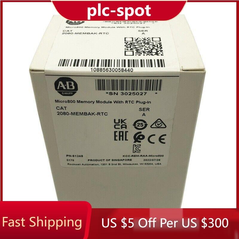 NEW Original Allen Bradley 2080-MEMBAK-RTC Memory Module With RTC Plug-In