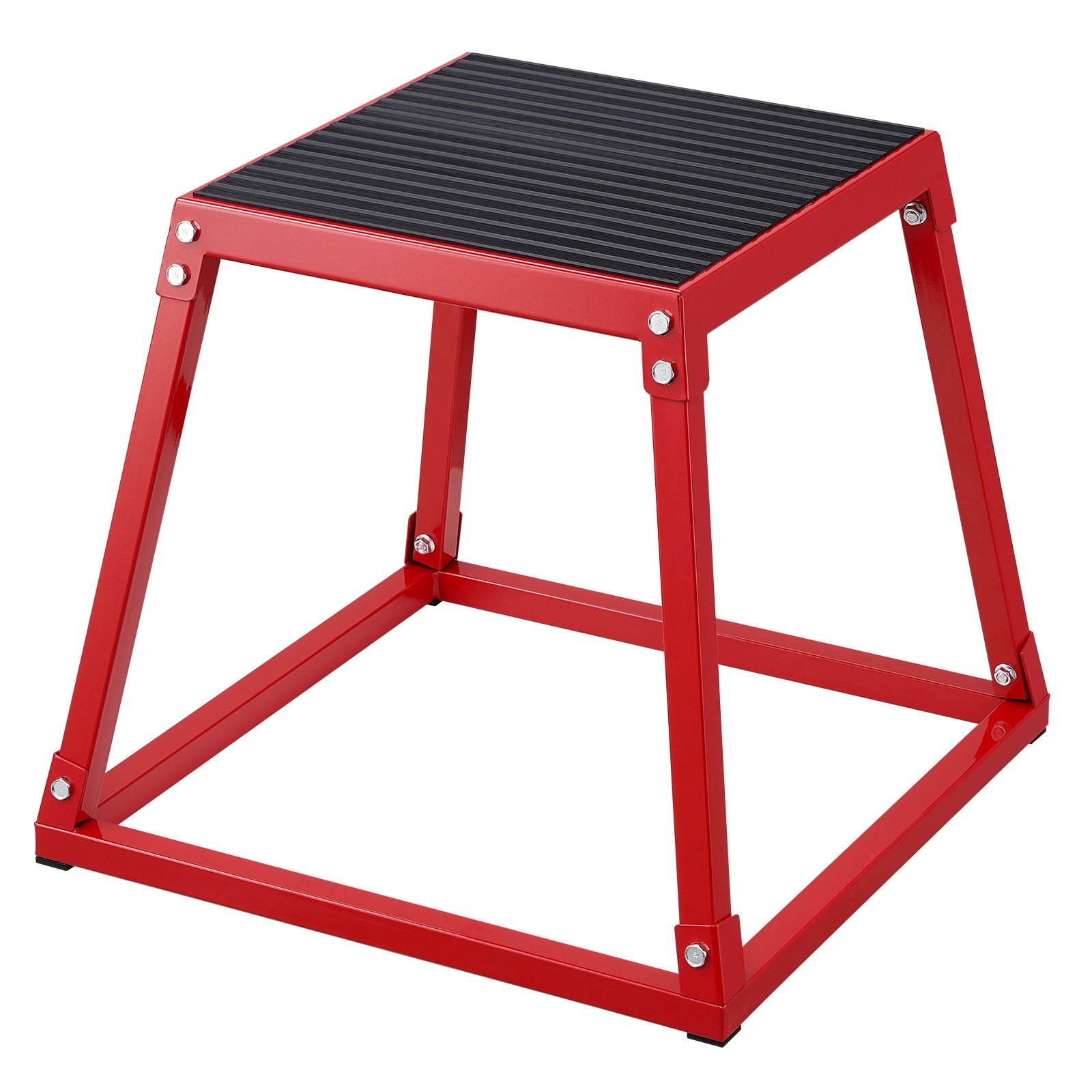 18 in Plyometric Jump Box Steel Plyo Platform Anti-Slip Gym Training Red