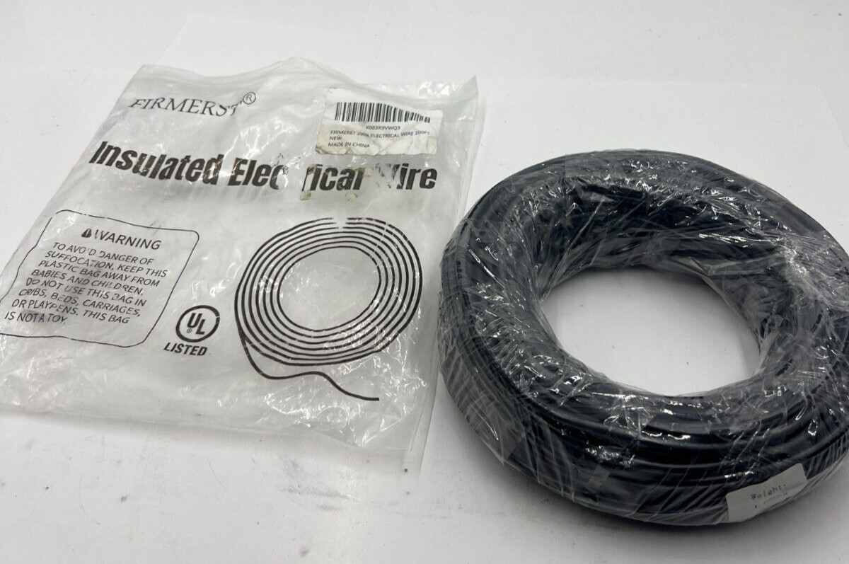 FIRMERST 22 Gauge / 3 Wire 100 Feet Copper Insulated Electrical Wire 100FT Black