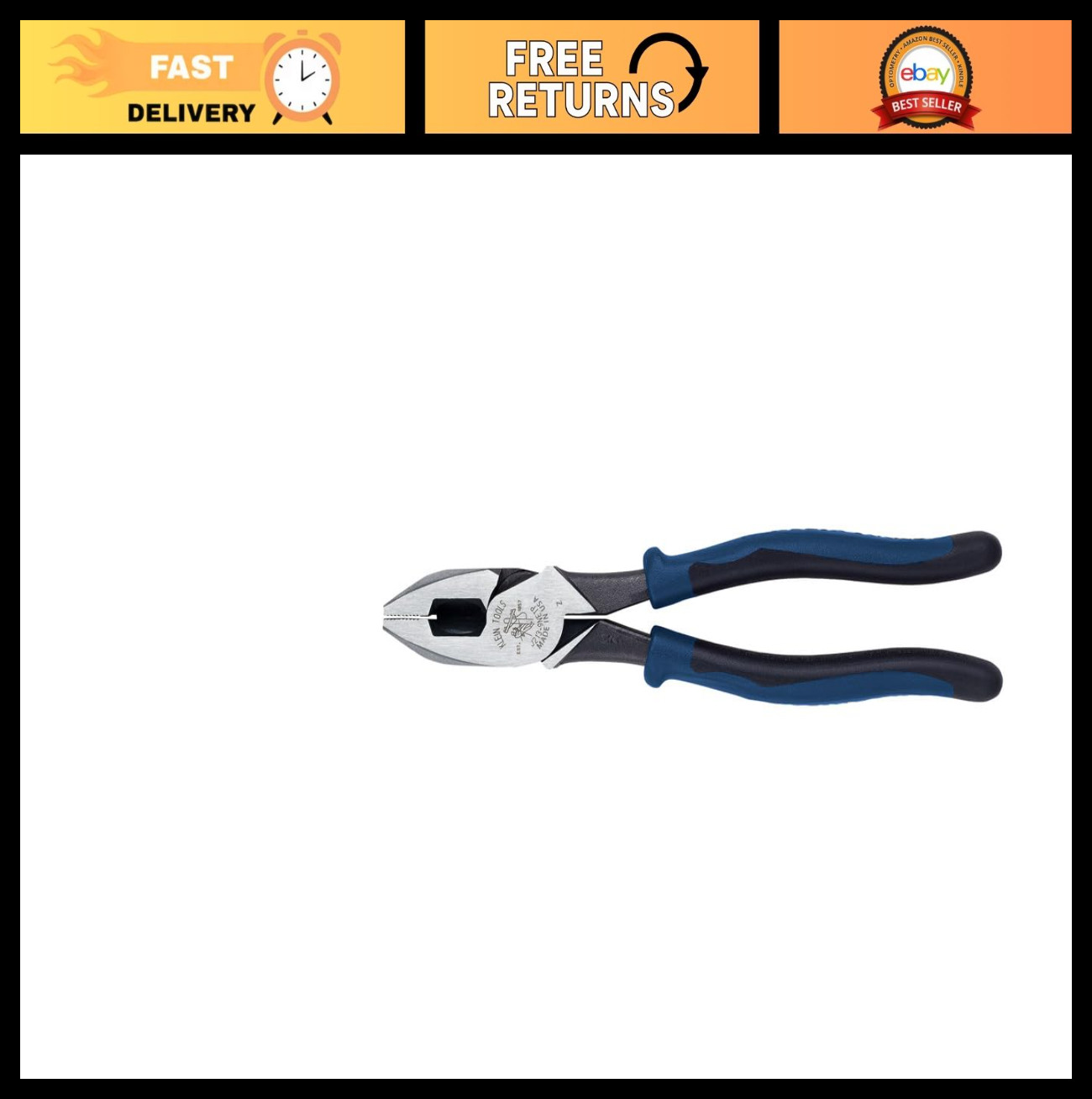 High Leverage Side Cutters Pliers, 9.5-Inch Fish Tape Pulling Tool, USA Made