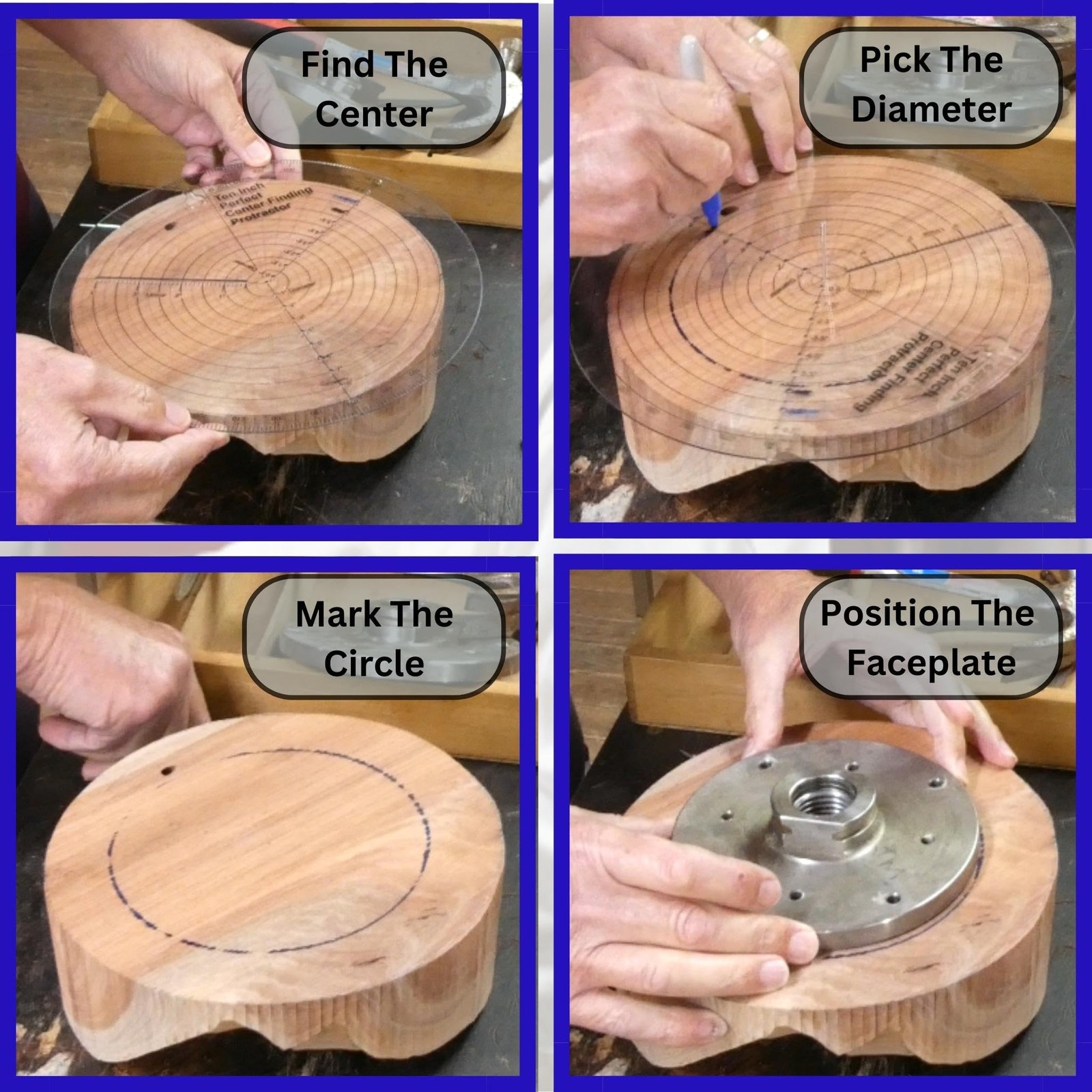 clearly printed 10" circle center finder tool, protractor, and circle maker t...