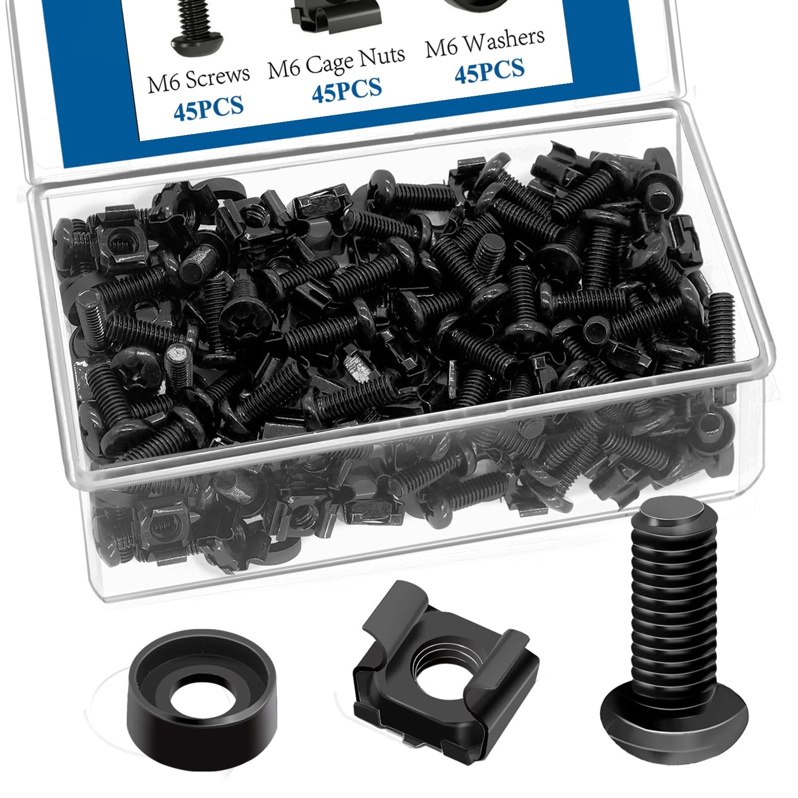 45 Pack M6 x 16mm Rack Mount Screws,Cage Nuts for Rack Mount Server Shelves,Rout