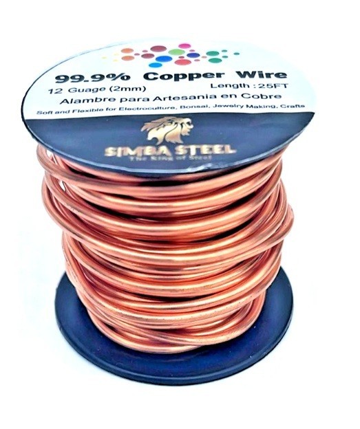 99.9% Pure Copper Wire 12 gauge x 25 FT (2.00mm x 7.6m) Jewelry, DIY, Craft