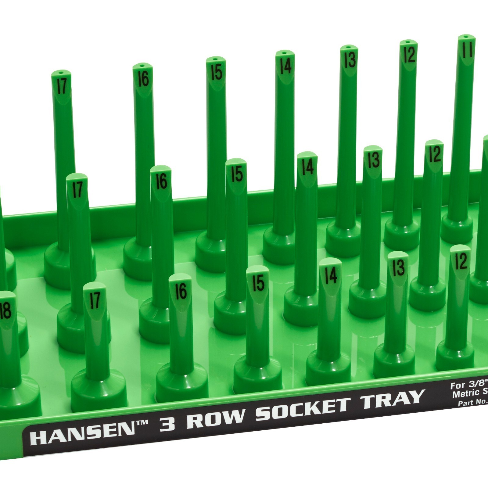 Hansen 6pc Socket Holder Tray Organizer Set 3 Row 1/4 3/8 1/2 Deep Shallow