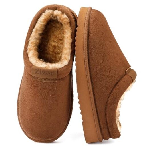 Men's Fuzzy Cozy Slippers Microsuede Indoor Outdoor Home Comfy 10 Chesnut Tan
