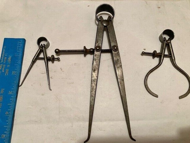 MADE IN USA - VINTAGE STARRETT LOT OF 3 SPRING DIVIDERS/CALIPERS - FREE SHIP